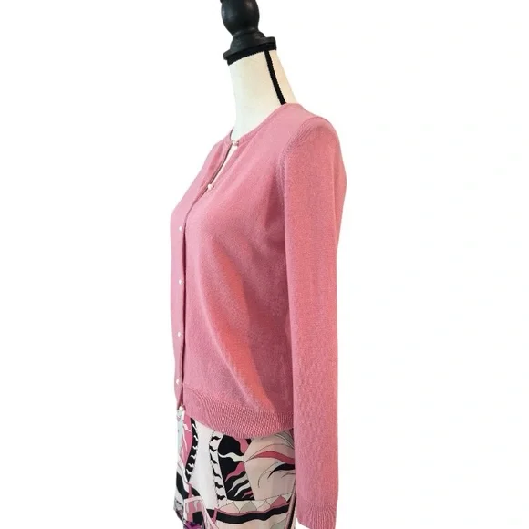 FINAL DAYS ON POSH Pink Cashmere Cardigan with Pearl Buttons - Picture 3 of 7